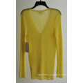 Ladies V-Neck Cardigan Pure Color Knitwear with Button